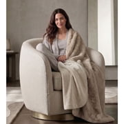 Cozy Haven Luxury Reversible Faux Fur to Plush Oversized Couch Throw Blanket, Beige, 50 x 72 in