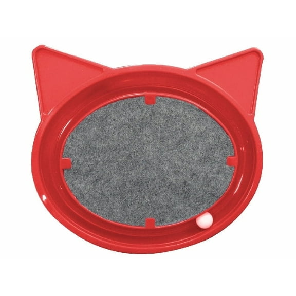 FURACOPET Cat Toy with Scratcher Pad and Rolling Ball  Oval Track for Independent Play and Instinct Stimulation (RED)
