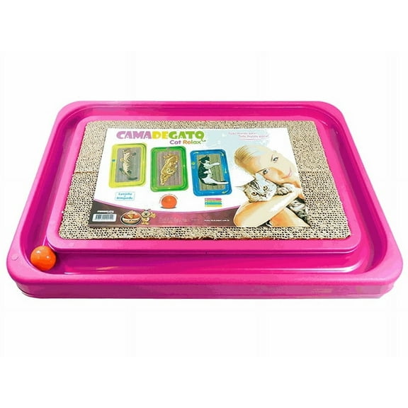 FURACÃOPET Scratch Board - 3-in-1 Cat Scratcher with Ball & Ball Track, Plastic Cat Toy & Bed