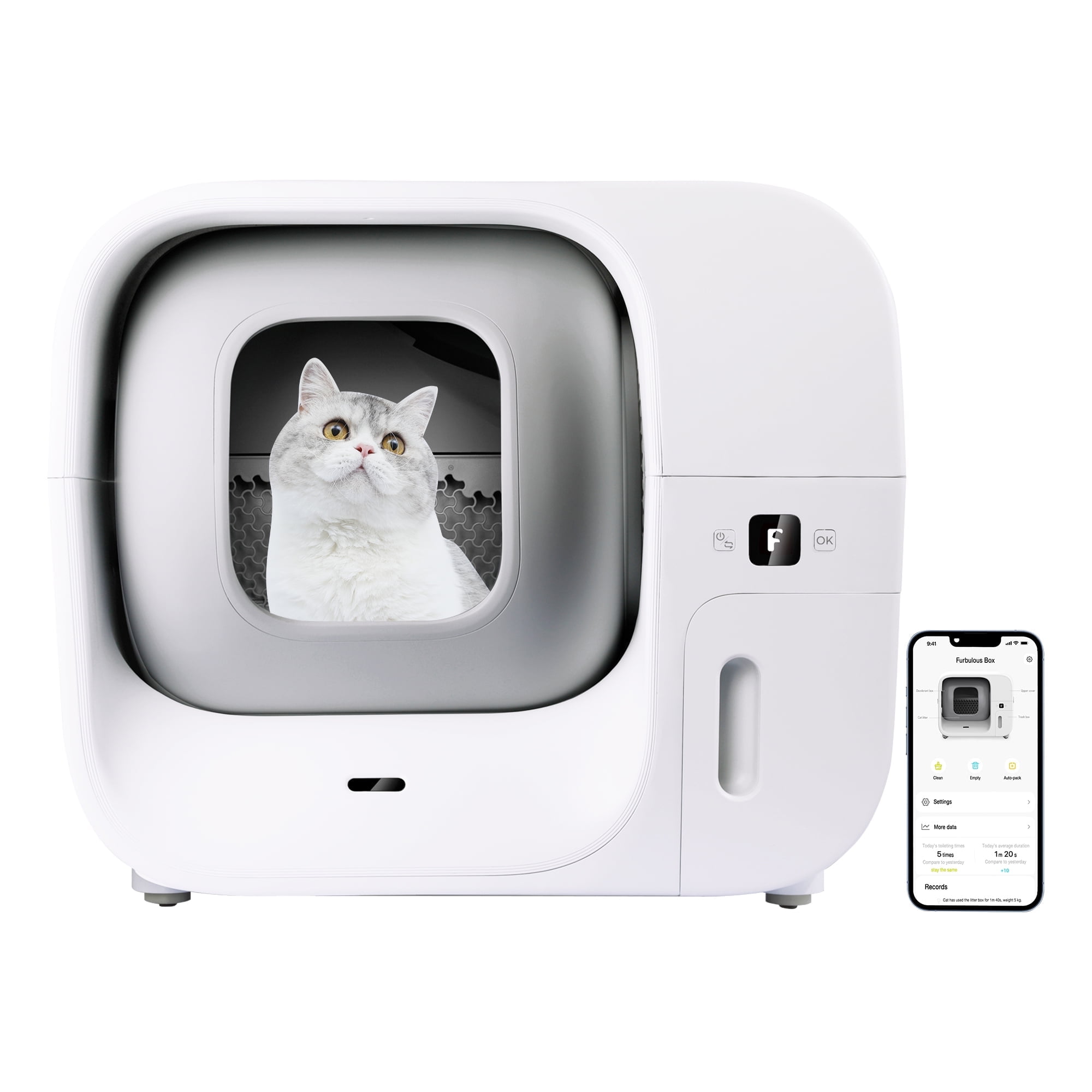 FURBULOUS Automatic Cat Litter Box Self-Cleaning, Self-Packing, Odor-Free & Leak-Proof with App Control & Safety Assured