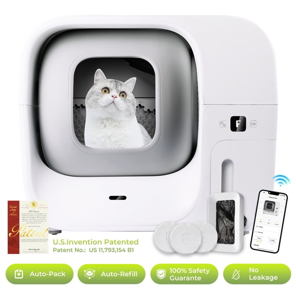 FURBULOUS Automatic Cat Litter Box Self-Cleaning, Self-Packing, Odor-Free & Leak-Proof – with App Control & Safety Assured