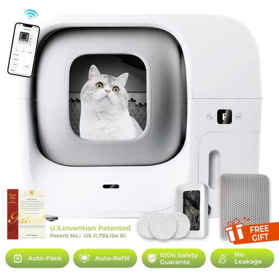 FURBULOUS Automatic Cat Litter Box Self-Cleaning, Self-Packing, Odor-Free & Leak-Proof – with App Control & Safety Assured