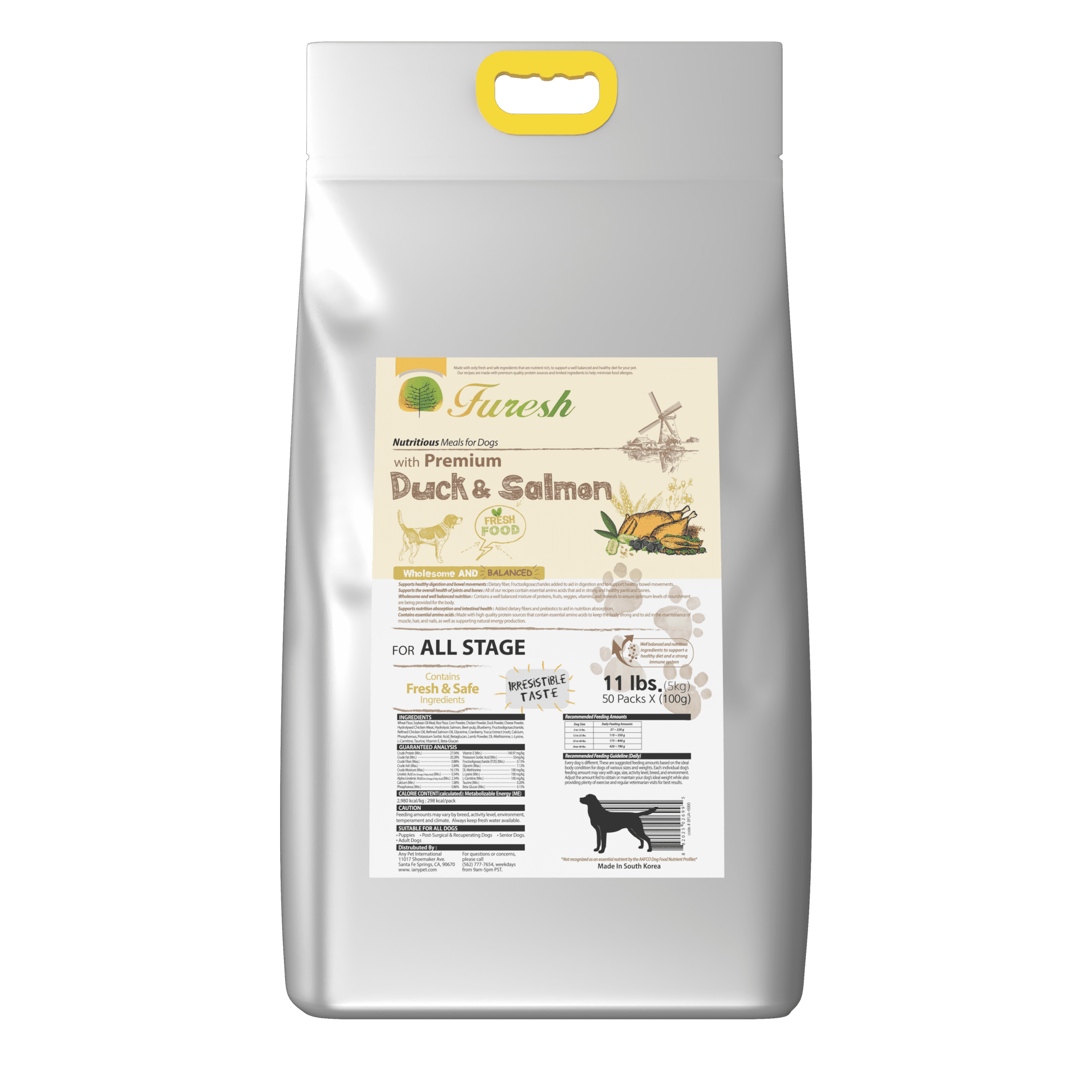 FURESH Premium Dry Dog Food Kibble by Alpha Dog Series Duck + Salmon