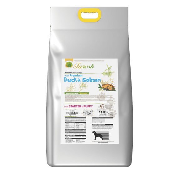 FURESH Premium Dry Dog Food Kibble by Alpha Dog Series | Duck + Salmon Recipe | Limited Ingredient Dog Kibble | Natural Balance Dog Food Small Dogs, Puppies + Medium Breeds (Puppy) 11-Pound Bag