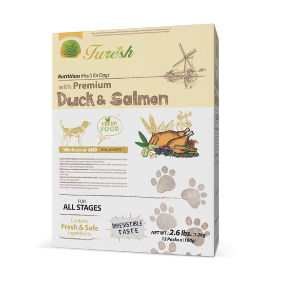 FURESH Duck & Salmon Limited Ingredient Dry Dog Food, Sensitive Stomach Puppy & Small Breed Formula, Natural High Protein Kibble, 2.6 lb