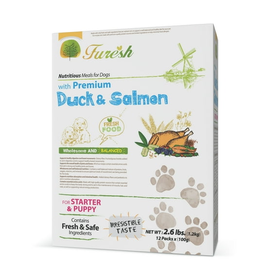 FURESH Duck & Salmon Limited Ingredient Dry Dog Food, Sensitive Stomach Puppy & Small Breed Formula, Natural High Protein Kibble, 2.6 lb