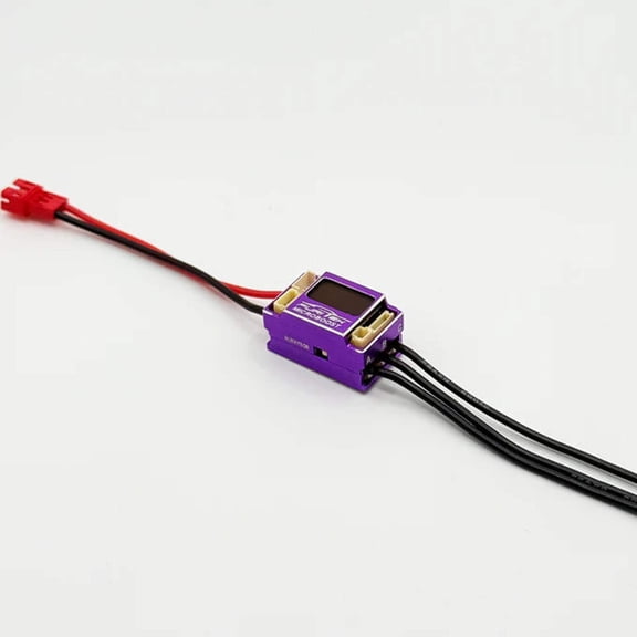 FURITEK MICROBOOST 2S LiPo 25A/50A Brushless ESC for 1/24 1/28 Drift/Race Cars - Sensored/Sensorless, Purple Color with LCD Display, Solderable and Wire Replaceable