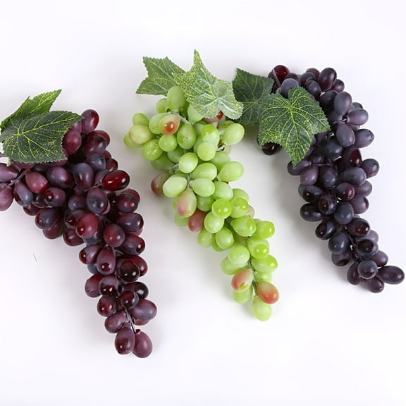 FURMORA 1 Bunches Artificial Grape Fake Grapes with Vines Lifelike Simulation Fruit Decorative for Kitchen Party Pub Home Cabinet Ornament Green
