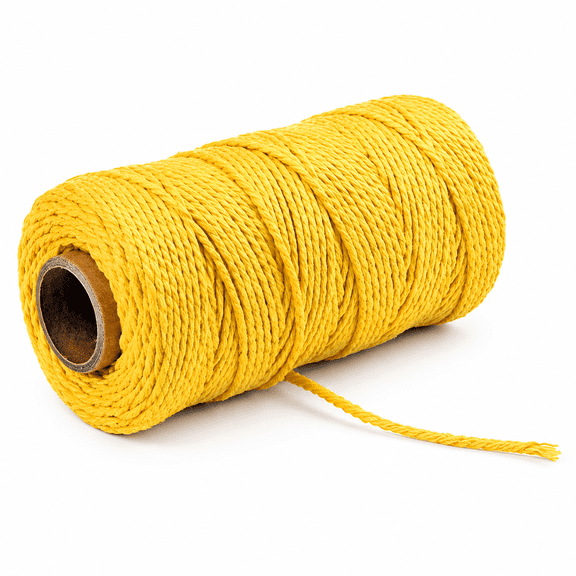 FURMORA 100M Long/100Yard Pure Cotton Twisted Cord Rope Crafts Macrame Artisan String,DIY Wall Hanging Plant Hanger Craft (Yellow)