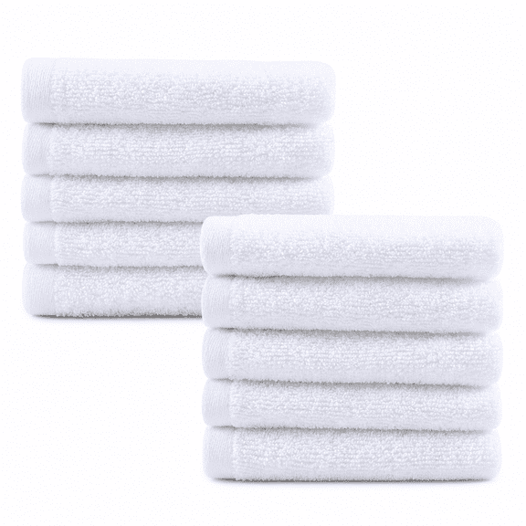 FURMORA 10Pcs Bamboo Washcloths Towel,Super Absorbent Baby Wash Cloths,Eco-Friendly and Soft Face Wash Cloths,Essential Baby Necessities for Gentle Care,White