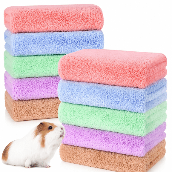 FURMORA 2026 New 10 Pieces Guinea Pigs Blankets Hamster Fleece Cage Liners Soft Guinea Pig Accessories Small Animal Pet Blanket Sleep Bedding Mats Pet Supplies for Dog Puppy Cat (11.8 X 11.8 Inch)