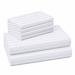 FURMORA 2026 New Pure Egyptian Cotton 800 Thread Count Sheet Set,4 Pc Set,Sateen Weave,Soft Luxury Bedding,Fits Upto 21" Inch Deep Pocket (White Stripe,Queen Size)