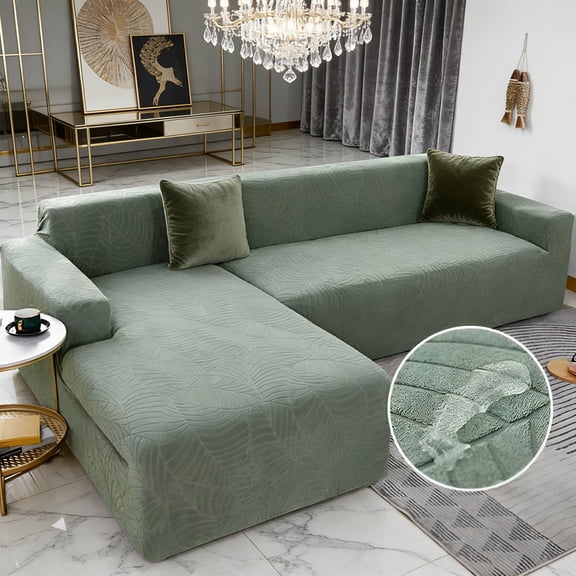 FURMORA 2026 New Corner Sofa Cover L Shape Waterproof Stretch Sofa Cover Universal Couch Cover for 1/2/3/4 Seater L Shape Corner Sofa Requires Two 2 Seats,Green