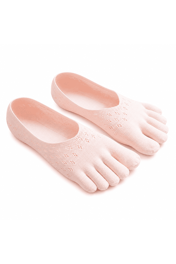 5Pcs Toe Socks,Invisible Low-Cut Running Socks Womens,Seamless Five-Toe Design Toe Socks for Women,Pink