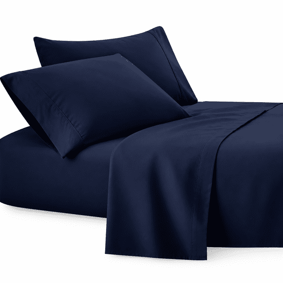 FURMORA 800 Thread Count Egyptian Cotton Sateen Weave - 4 Piece Bed Sheets,Navy Blue Solid - California King Size,Luxury Premium Hotel Quality Sheet Set,Fits mattresses Up to 18 deep Pocket