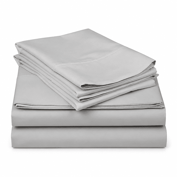 FURMORA 800 Thread Count 100% Egyptian Cotton Sateen Weave-4 Piece Bed Sheets,Silver Solid-King Size,Luxury Premium Hotel Quality Sheet Set,Fits Mattresses Upto 18" Deep Pocket