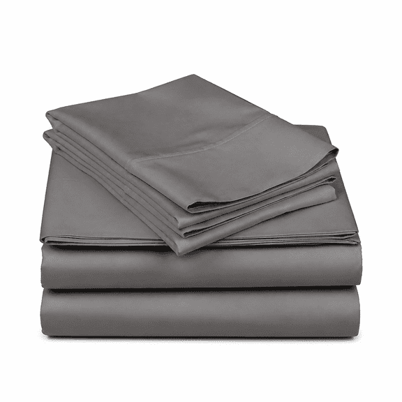 FURMORA 800 Thread Count 100% Egyptian Extra Long Staple Cotton Sheet Set,4 Pc Set,Sateen Weave,Soft Luxury Bedding,Fits Upto 15" inch Deep Pocket (Dark Grey Solid,Queen Size)
