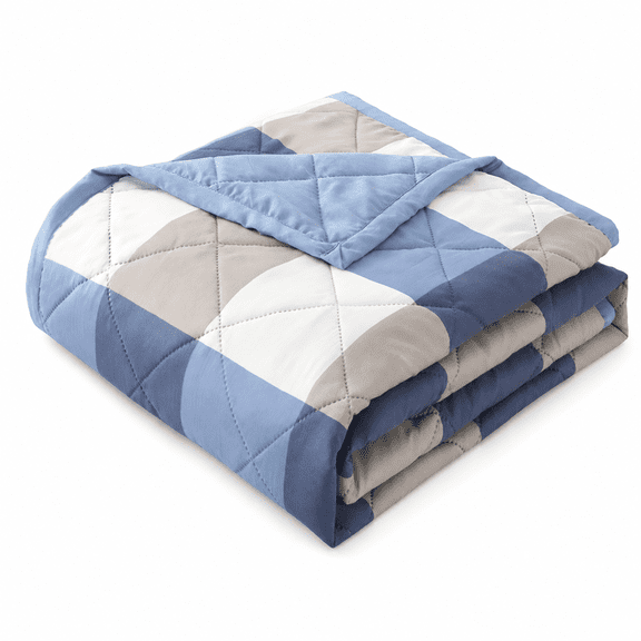 FURMORA AUQ Sleeping King Size Aqua Blue,Thin Comforter,Lightweight Quilt for Summer,Ultra-Soft Microfiber Modern Style Quilted Clouds Pattern Bedspread
