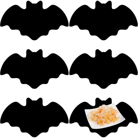 FURMORA Set of 6 Halloween Bat Placemats Leather,Bat,Black | Waterproof Washable for Holiday Party Dining Table, Gothic Kitchen Decor, Easy Clean Reusable Mats for Celebrations