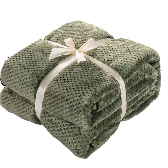FURMORA Weighted Blanket,Upgraded Pineapple Pattern Fabric and Cloud-Like Feel Throw Blanket for Couch,Extra-Wide and Detailed Edge Binding Checkered Blanket,Green,17.7"25.6"