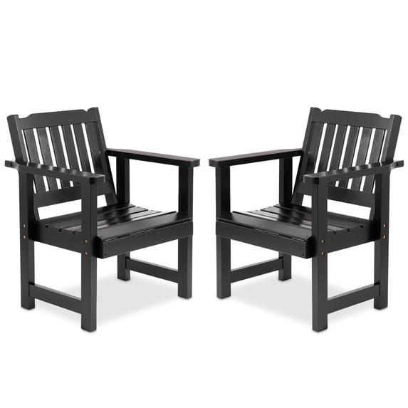 FURNDOOR Wood Outdoor Patio Dining Chair - Set of 2, Black