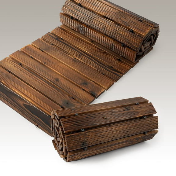 FURNDOOR Brown Roll-Out Garden Pathway Straight Outdoor Decor, Non-Slip Surface