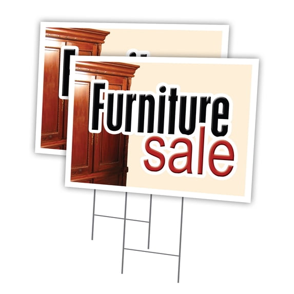 FURNITURE SALE 2 Pack Of 18" x 24" Yard Sign & Stake | Advertise Your Business | Stake Included Image On Front Only | Made in The USA