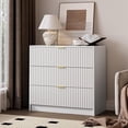 thumbnail image 1 of FURNIWAY 3 Drawer Fluted Dresser, 32 Inch Wide Nightstand with Large Drawer, 3 Drawer End Table for Bedroom, Living Rooms, Offices and Entryways,White, 1 of 7