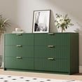thumbnail image 1 of FURNIWAY 6 Drawer Dresser for Bedroom, 55" Wide Modern Chest of Drawers with Gold Metal Handles, Fluted Wood Clothes Storage Organizer & Cabinet for Living Room, Hallway, Green, 1 of 7