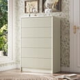 thumbnail image 1 of FURNIWAY Beige 5 Drawer Dresser Modern Curved Storage Cabinet with Push to Open Drawers for Bedroom Living Room Entryway, 1 of 9