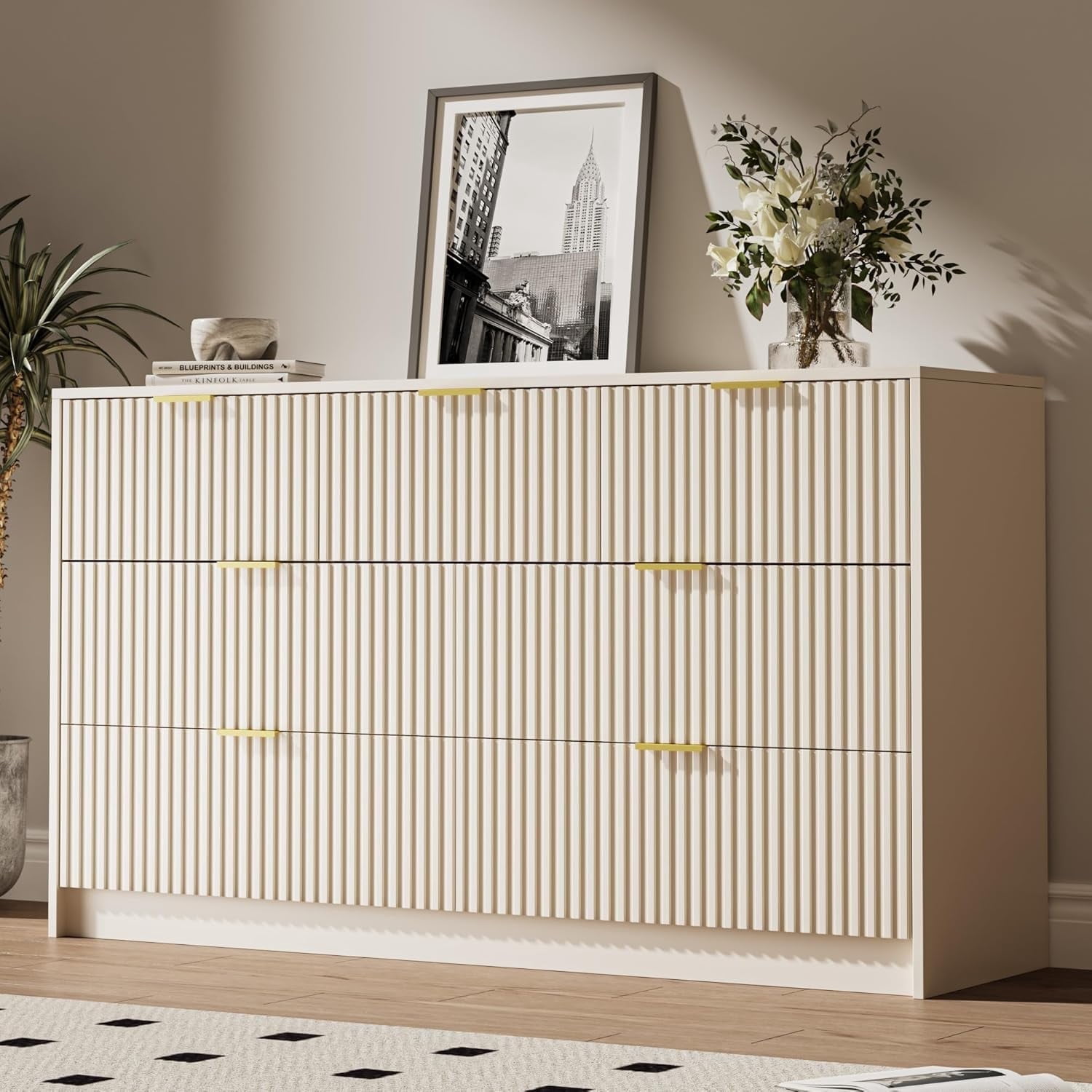 beige dresser with gold handles Brooks 6 Drawer Dresser with Interlocking Drawers main image 1