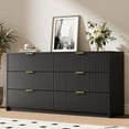 thumbnail image 1 of FURNIWAY Black 6-Drawer Dresser for Bedroom, 55" Wide Modern Chest of Drawers with Gold Metal Handles, Fluted Wood Clothes Storage Organizer & Cabinet for Living Room, Hallway, 1 of 9