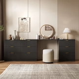 FURNIWAY Black 71 Inch L Shaped Rotatable 9 Drawer Dresser, Modern ...