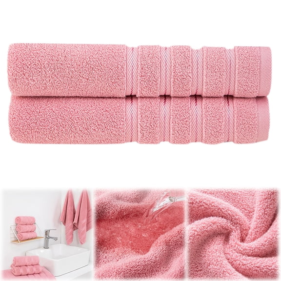 FURNIX 100% Cotton Towel Pink Square,Highly Absorbent Soft Gentle,Thick Durable Travel Fitness,Hotel Quality Quick-Drying,Compact Gym Spa