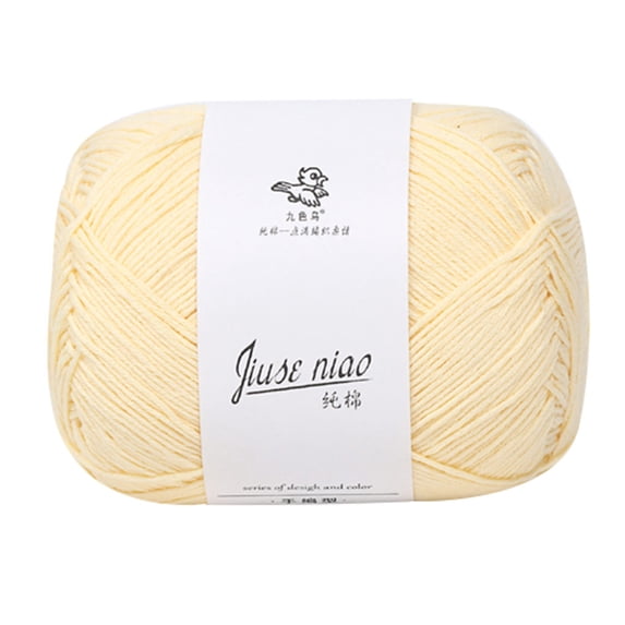 FURNIX 100% Cotton Yarn,50g Soft Knitting Thread for Sweaters Scarves Hats,DIY Crochet Wool in Pale Yellow,Pure Cotton,Breathable Hypoallergenic,4mm Needle Recommended
