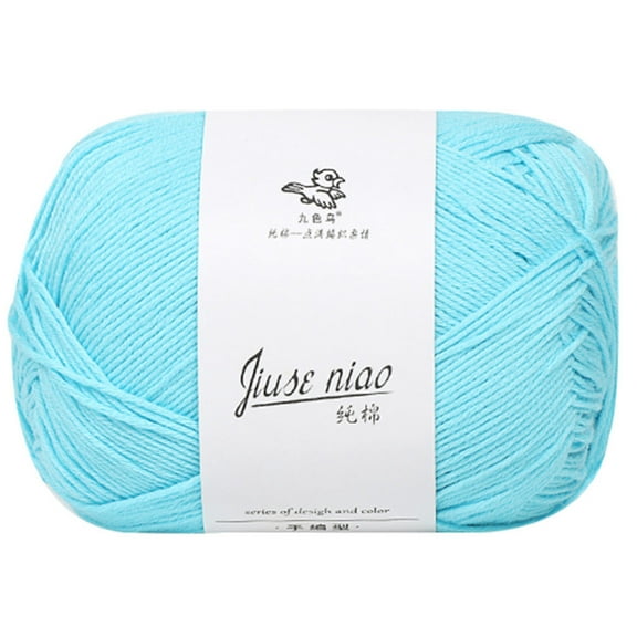 FURNIX 100% Cotton Yarn,50g Soft Knitting Thread for Sweaters Scarves Hats,DIY Crochet Wool in Powder Blue,Pure Cotton,Breathable Hypoallergenic,4mm Needle Recommended