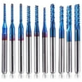 thumbnail image 1 of FURNIX 10pc Tungsten Carbide PCB Engraving Bits Set,1.5-3.175mm Blue Coated CNC Milling Cutter,Circuit Board Drill Tool,Ultra-Fine Cemented Carbide Router Bits,Sharp Cutting Edge,High Wear Resistance, 1 of 9