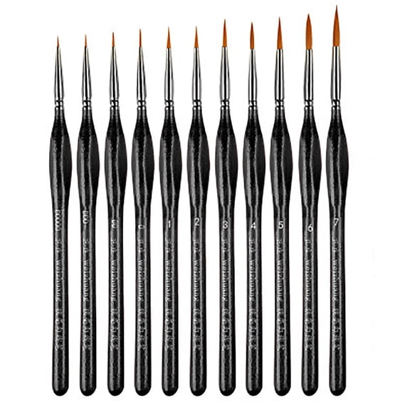 FURNIX 11Pc Detail Paint Brushes Set,Black Miniature Detail Paint Brush Set Fine Art Craft Brushes,Fine Detail Paint Brushes Set,Miniature Brushes For Acrylic Watercolor Oil Model Art Painting