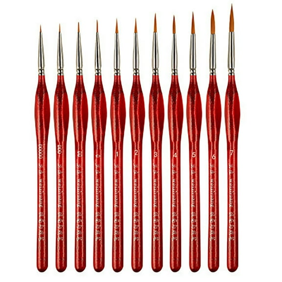 FURNIX 11Pc Paint Brush Set,Red Fine Detail Paint Brushes Miniature Art Craft Brushes,Micro Fine Detail Painting Brushes,Miniature Kit For Model Figurine Paint By Number Projects,Mini Paint Brushes