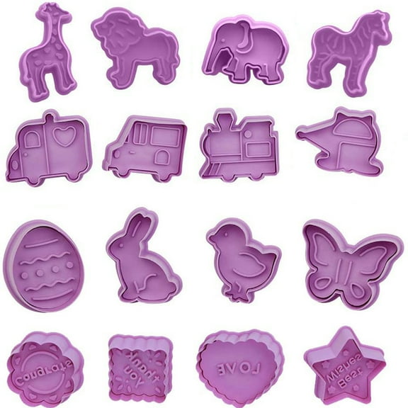 FURNIX 16Pcs Easter Cookie Cutter Set,Plastic Plunger Rabbit Butterfly Egg Shapes,Baking DIY,Easter Stencils,Fondant Tools,Non-Stick Easy Release,Sugar Paste Clay