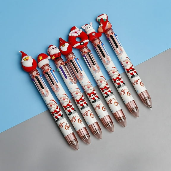 FURNIX 1Pc 6-In-1 Christmas Ballpoint Pen - Multicolor Retractable Pens With Christmas Tree,Snowman,Reindeer,Santa Claus Designs. Perfect For Xmas Party Favors,Office Supplies,Teacher Gifts A