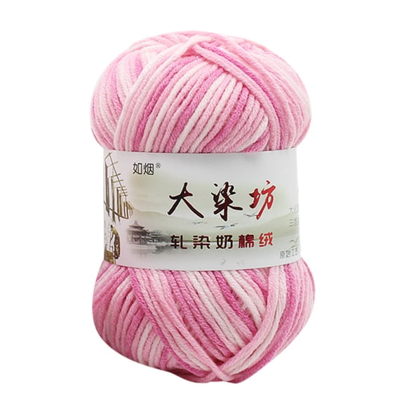 FURNIX 1Pc Cotton Yarn For Knitting,50G Pink & White Gradient Soft Gradient Milk Cotton Yarn Vibrant Knitting Thread,Pure Cotton Sport Weight Yarn,Soft Yarn,Crocheting Knitting Lightweight Scarf Yarn