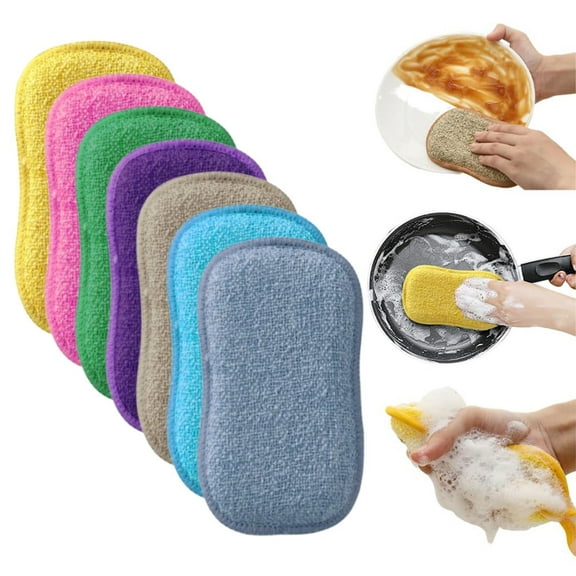 FURNIX 1pc Multipurpose Kitchen Scrub Sponges,2-Sided Design,Non-Scratch,Heavy Duty for Dishes Pots,Reusable Microfiber Scourer Pads,High Density Absorbent,Durable,for Kitchen Bathroom Car Cleaning