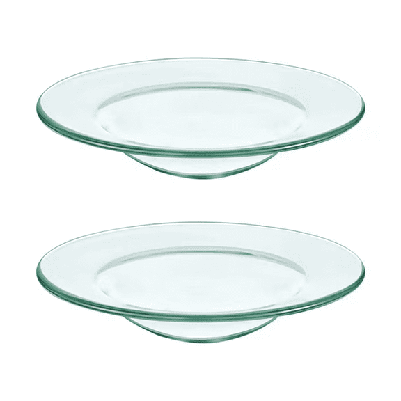 FURNIX 2-Pack Round Glass Replacement Dishes for Wax Warmer,for Scented Wax,Aroma Lamp,and Candle Warmer,Heat-Resistant Glass Candle Tray,Leak-Proof,Reusable,for Plug-In and Tabletop Aroma Lamps