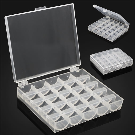 FURNIX 25 Slots Empty Bobbins Spools Box,Sewing Craft Plastic Case Storage Box for Sewing Machine Bobbin Box,Bobbins Spool Storage Case Box,Bobbin Organizer Plastic Case,Transparent (1Pcs Box)