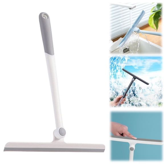 FURNIX 360° Rotating Shower Squeegee,T-Shaped Silicone Blade for Glass Doors Mirrors Tiles,Wall Mount Storage Hole,Multi-Angle Window Wiper,Car Windshield Cleaner,Non-Scratch Soft Rubber Edge