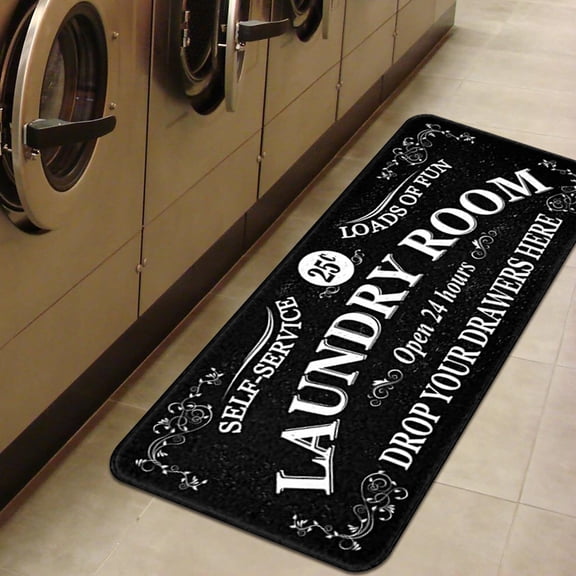FURNIX 40x120cm Non-Slip Laundry Carpet Gray,Crystal Velvet Runner Mat,Decorative Kitchen Bathroom,Soft PVC Non-Slip Backing,Laundry Hallway Entryway