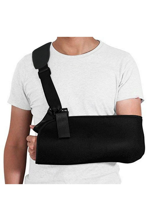 Adjustable Arm Sling Support,Breathable Mesh Shoulder Wrap for Fracture & Injury Recovery,Universal Left/Right Arm Sling,Padded Shoulder Strap with Elastic Thumb Loop