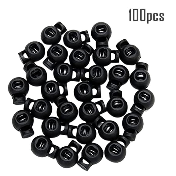 FURNIX Adjustable Ball Cord Lock,Round Spring Cord Clip,Drawstring Toggle Stopper,Camping Hiking Cord Stop,Shoelace Replacement Lock,Backpack Cord Fastener,Plastic Clothing Cord Toggle B 100Pc