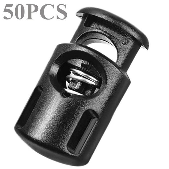 FURNIX Adjustable Ball Cord Lock,Round Spring Cord Clip,Drawstring Toggle Stopper,Camping Hiking Cord Stop,Shoelace Replacement Lock,Backpack Cord Fastener,Plastic Clothing Cord Toggle C 50Pc